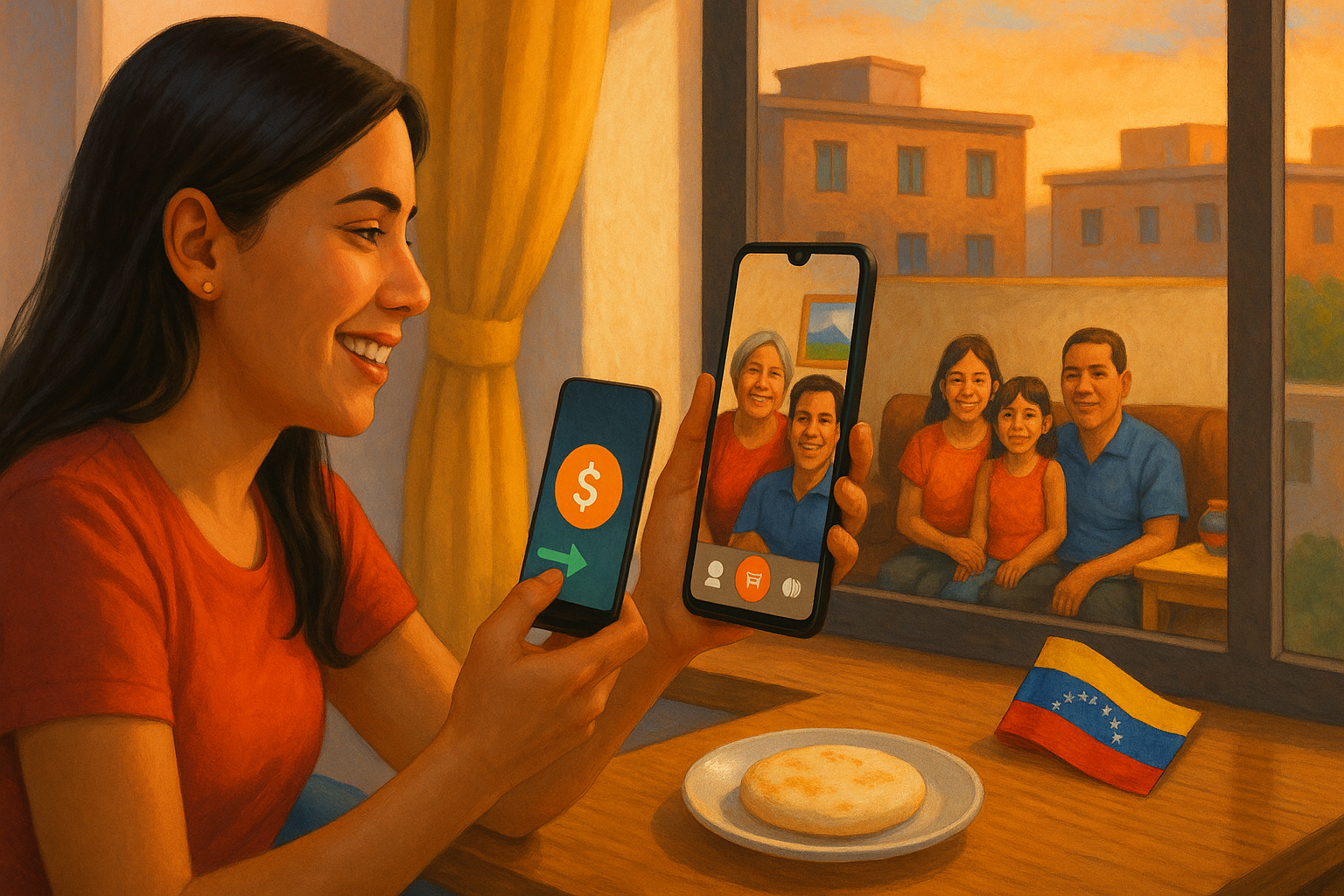 familia venezolana recibiendo remesas desde el exterior con tipo de cambio favorable