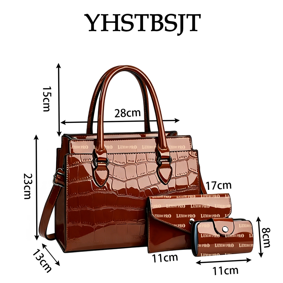 Embossed Handbag 3-Piece Set