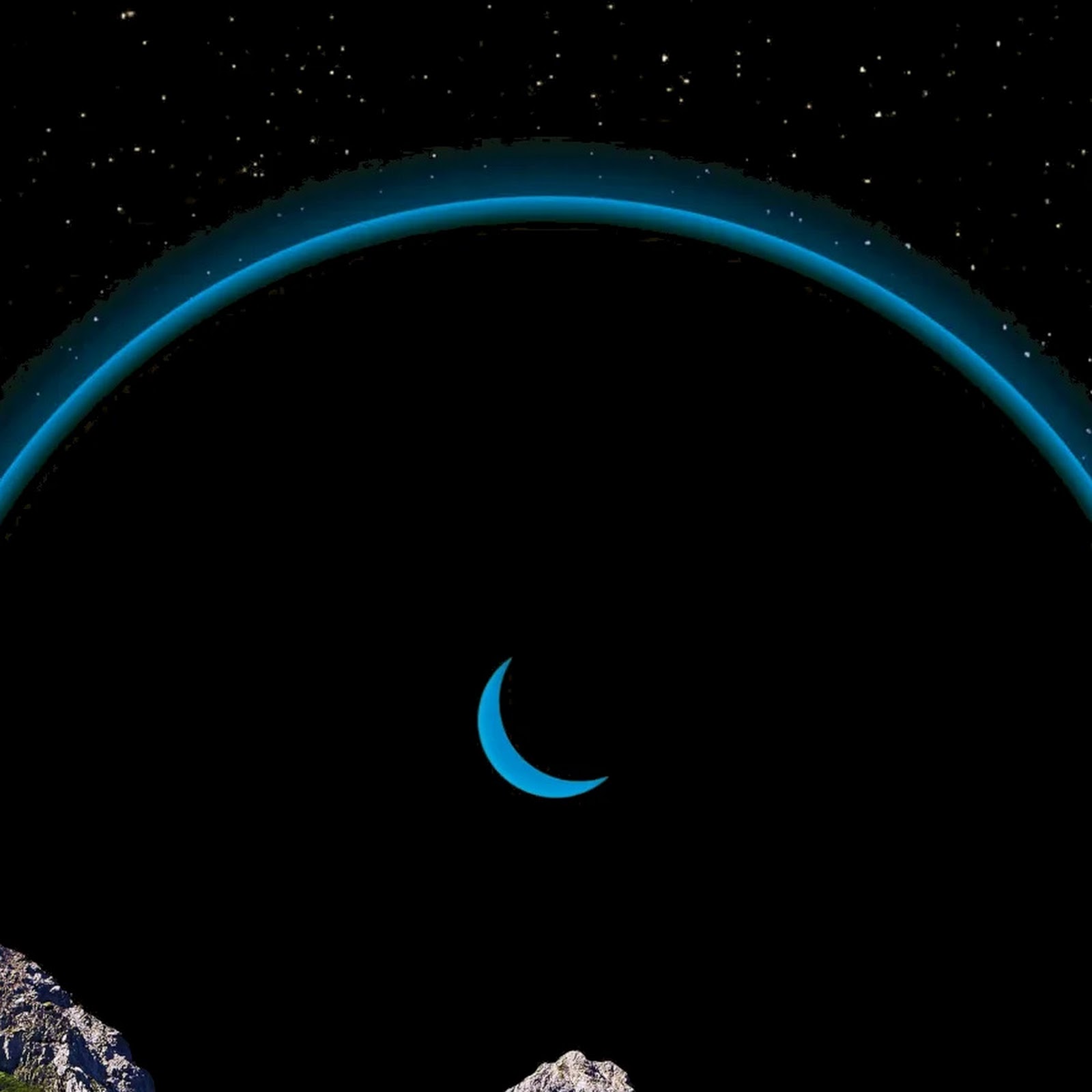 Download Mountain Lake, Underwater View, Crescent Moon, Starry Night iPhone