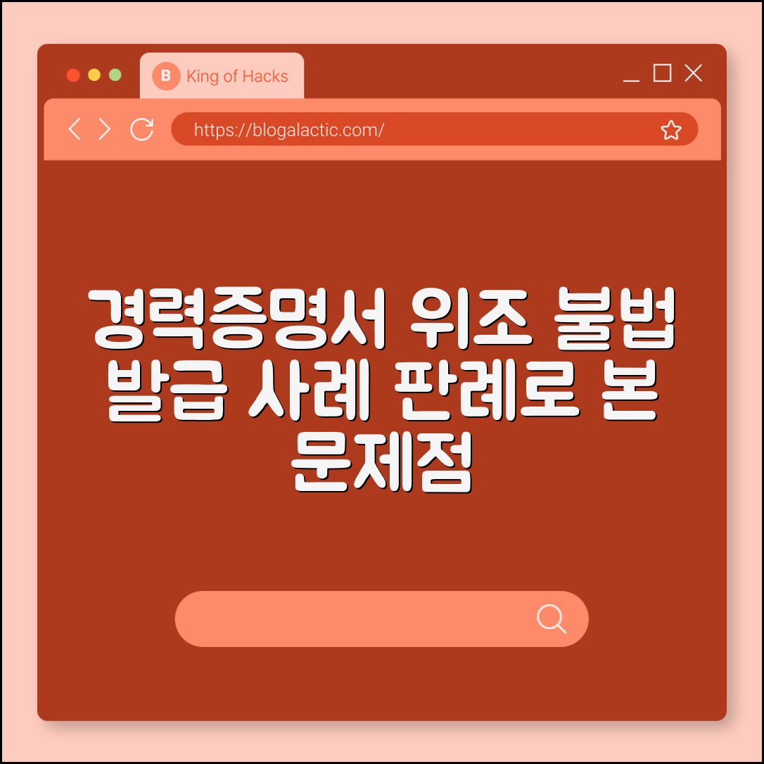 경력증명서 허위발급 사례 (위조, 불법, 판례)