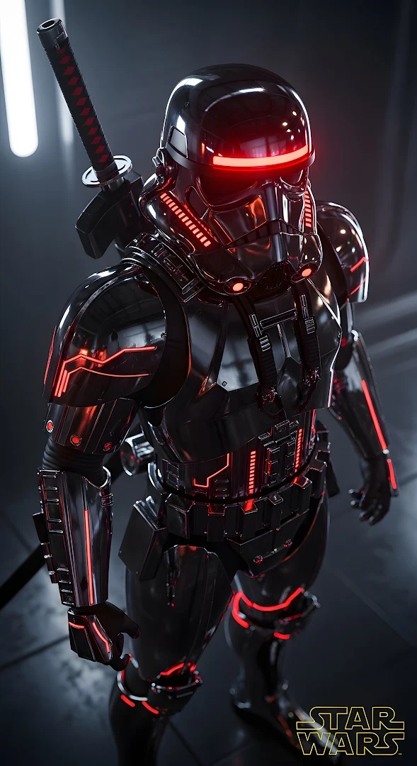 Star Wars Shadow Trooper with Katana and Red Neon Accents