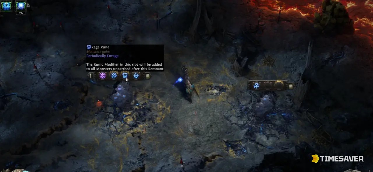 PoE2 Grand Expedition Ezomyte / Runic Remnant encounter mid-detonation — the empowered packs that drop Verisium