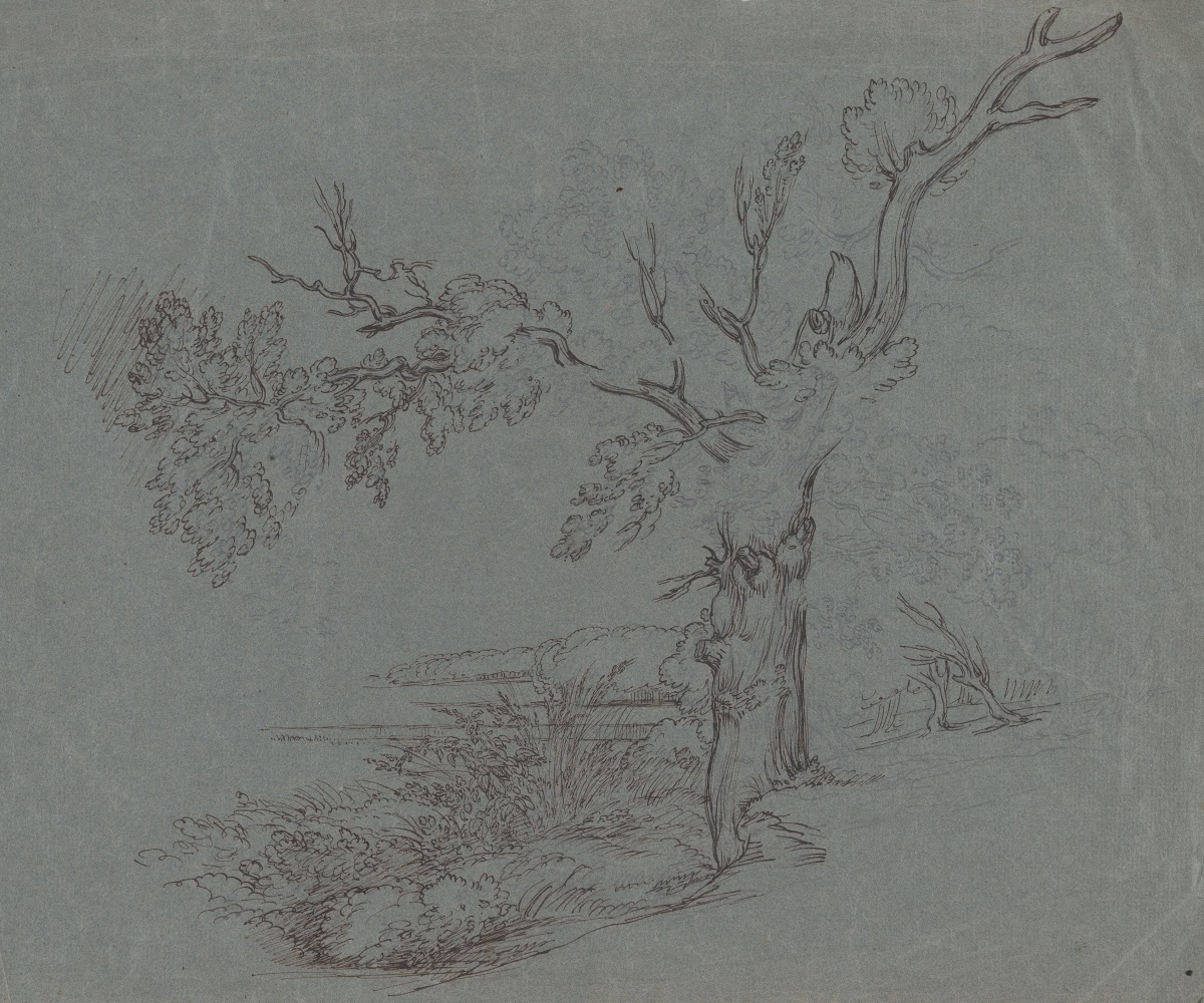 Landscape With A Tree In The Foreground Ca 1800