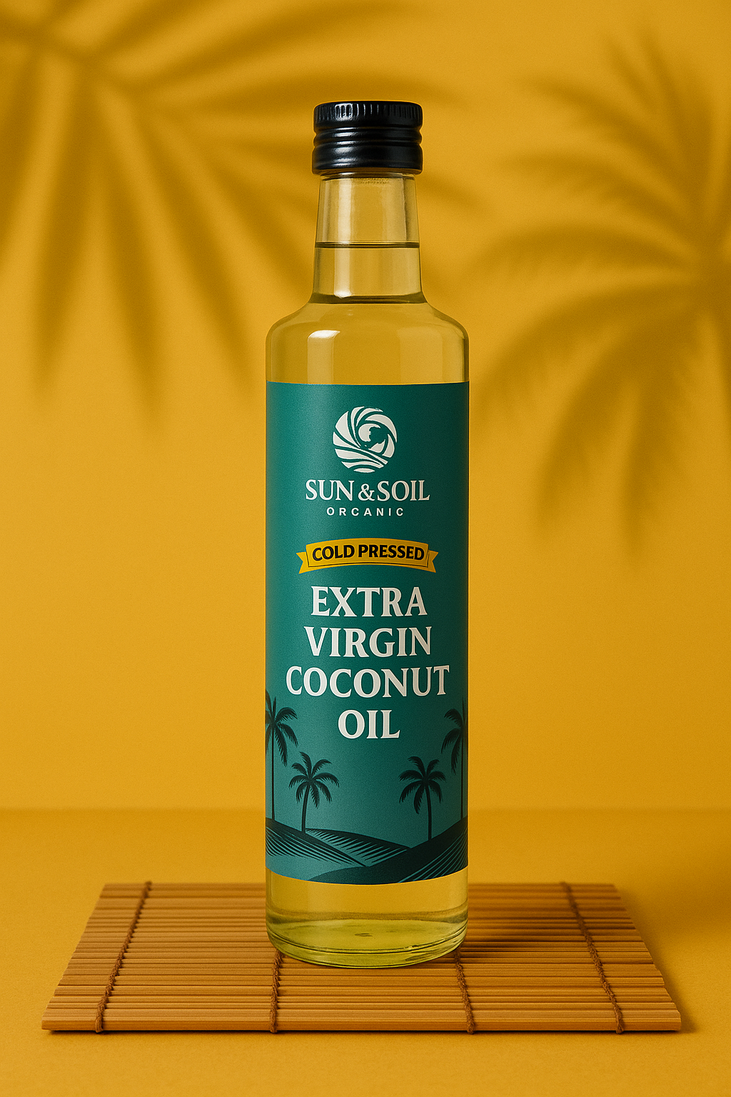 Coconut oil on bamboo mat