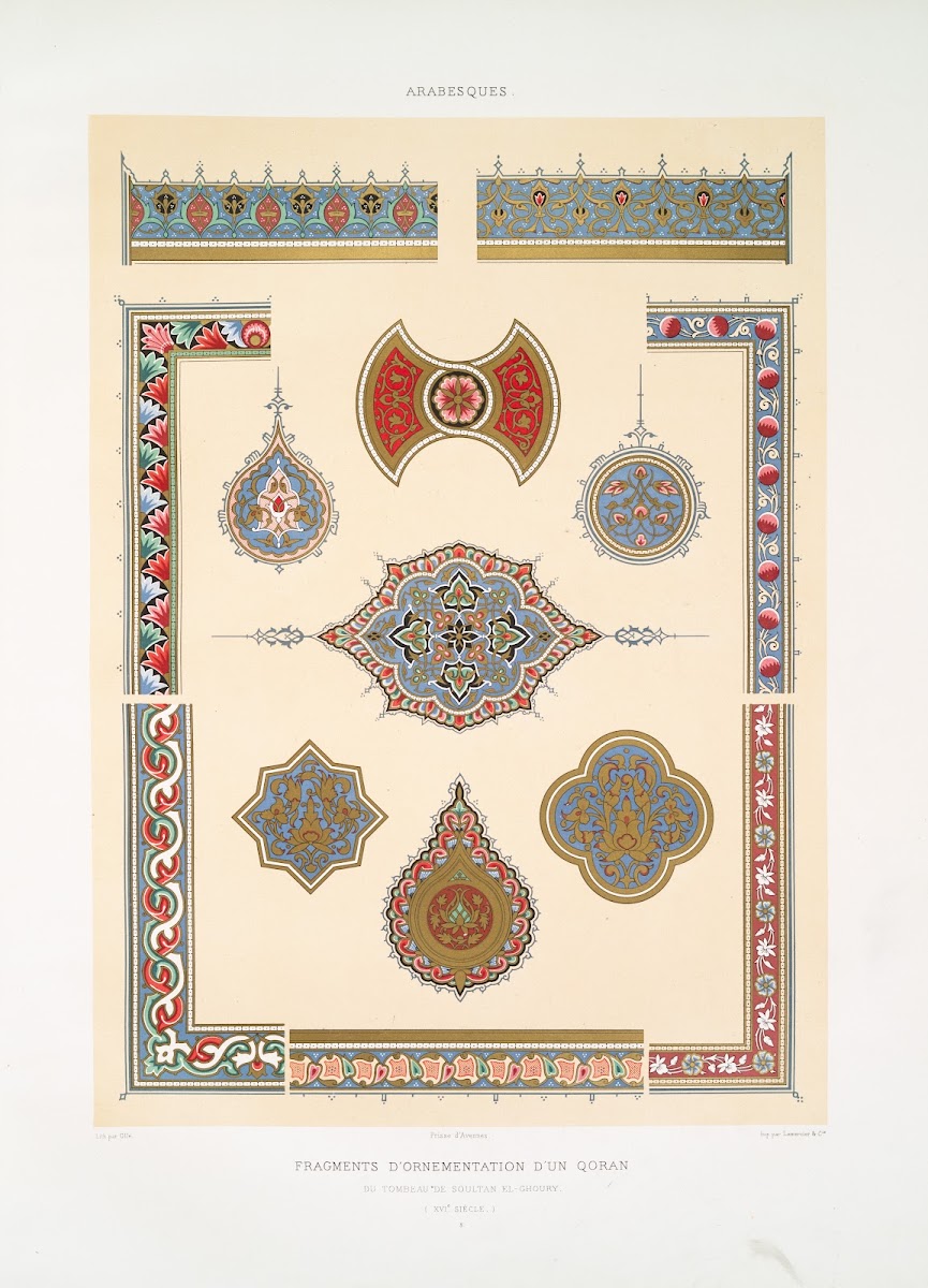 Arabesques fragments dornementation dun Qoran du tombeau de soultan el Ghoury XV