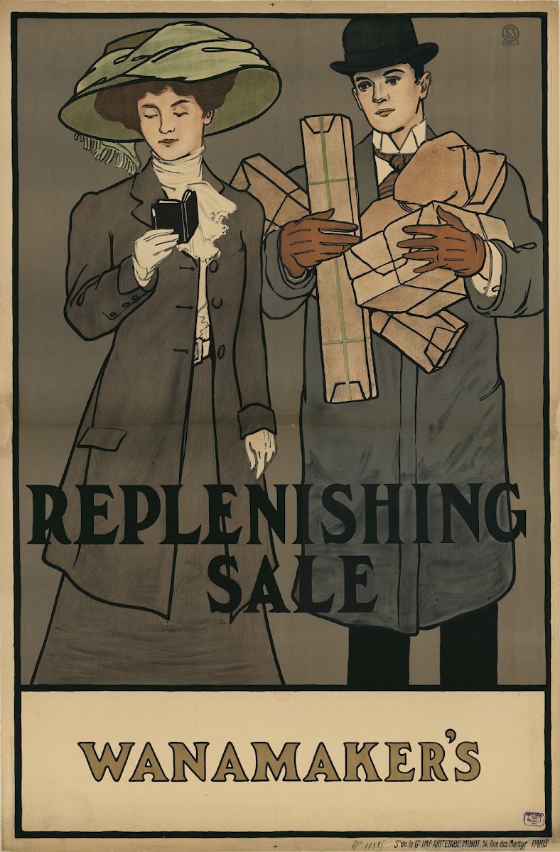 Replenishing sale Wanamakers 1908