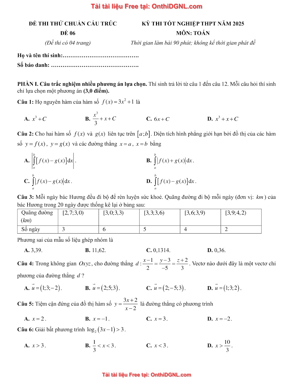 32 đề phát triển minh họa môn toán - có đáp án