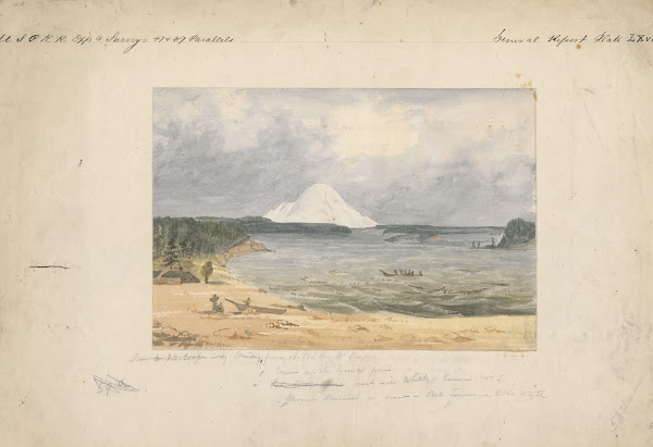 Puget Sound and Mt Rainier from WhitbysIsland 1854