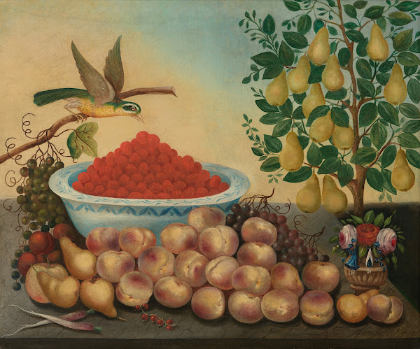 Still Life Fruit Bird and Dwarf Pear Tree 1856