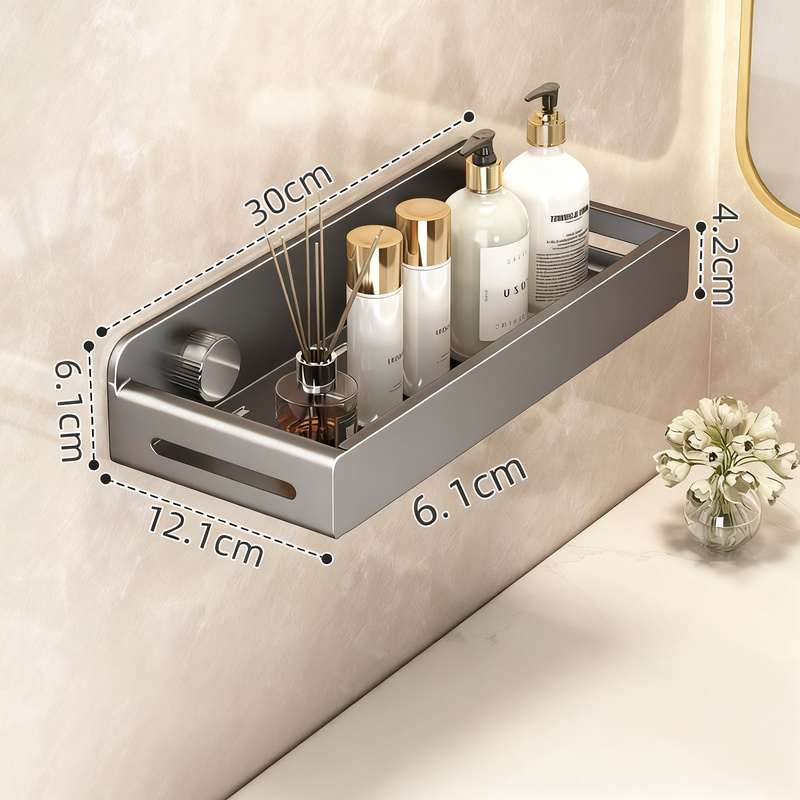 Invisible bathroom wall shelf without drilling