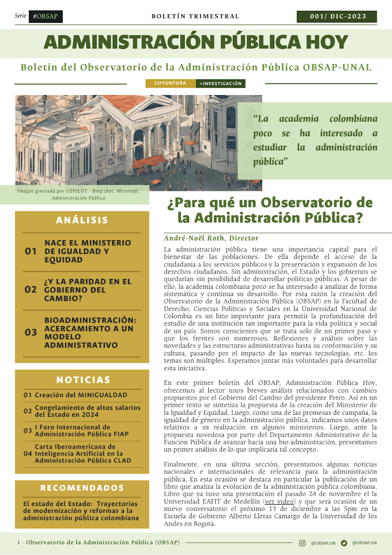Boletín OBSAP 1: ¿Para qué un Observatorio de la Administración Pública?