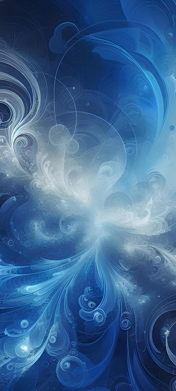 Abstract Blue Swirling Patterns - Digital Fractal Art 2K iPhone Wallpaper (1440x3200)