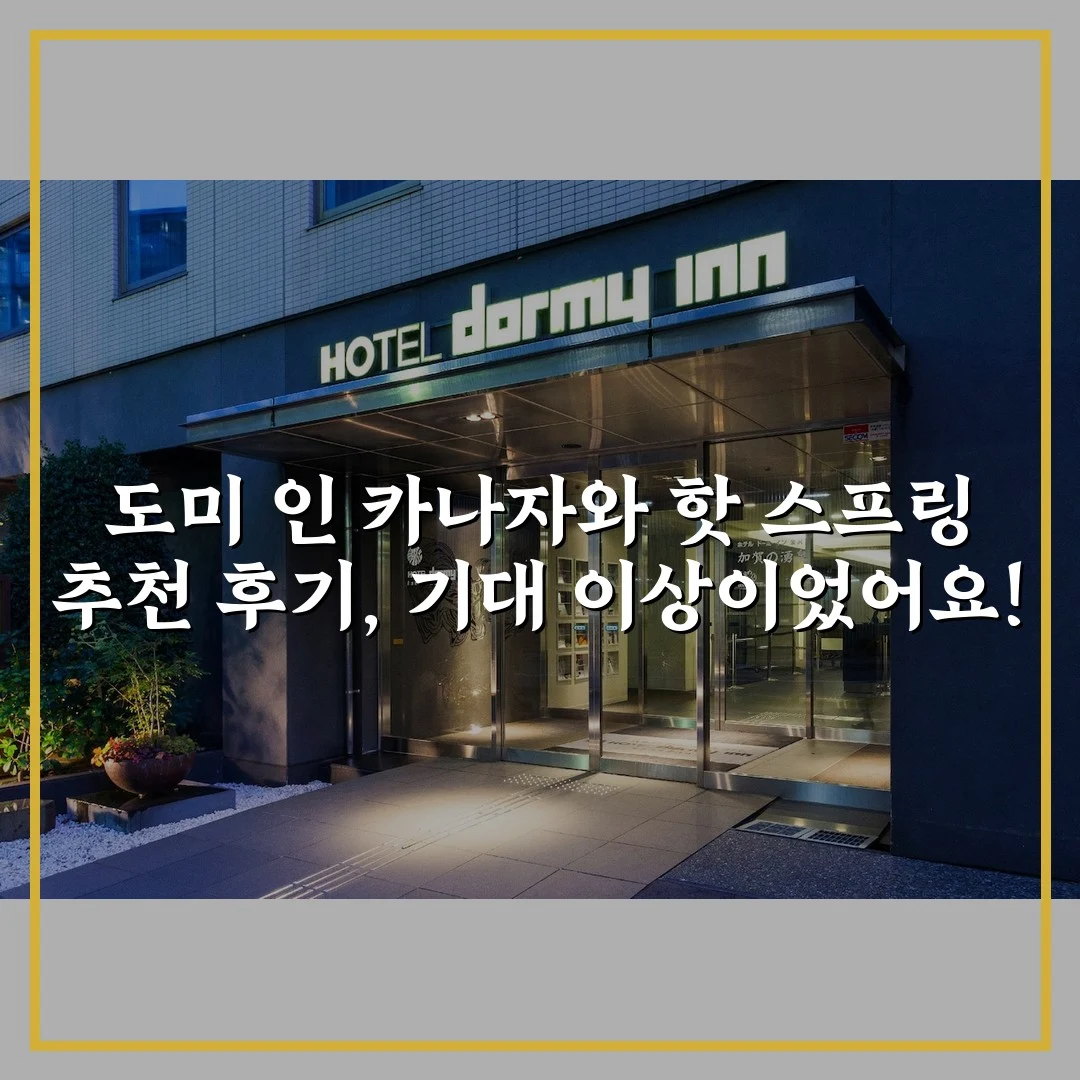 도미 인 카나자와 핫 스프링 추천 후기, 기대 이상이었어요!