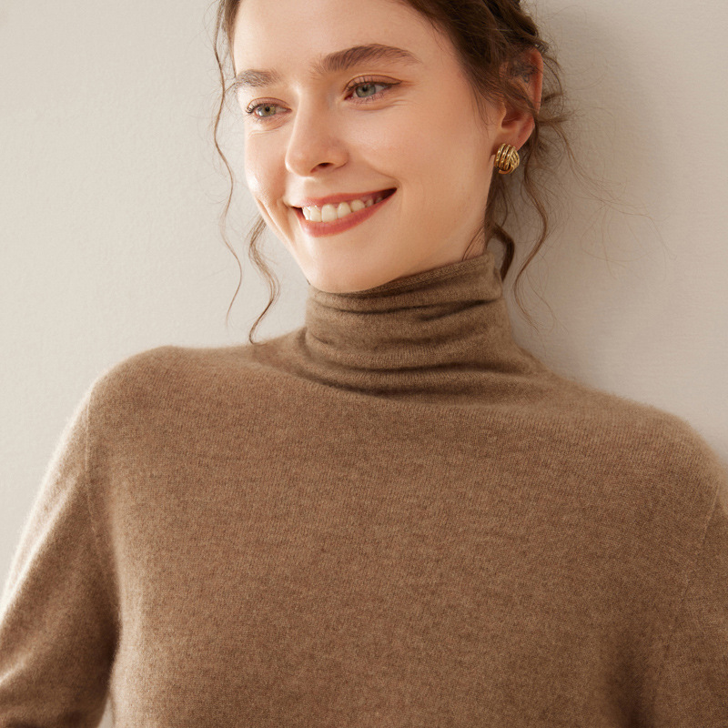 Women's Cashmere Under Shirt, Stand Collar, Soft