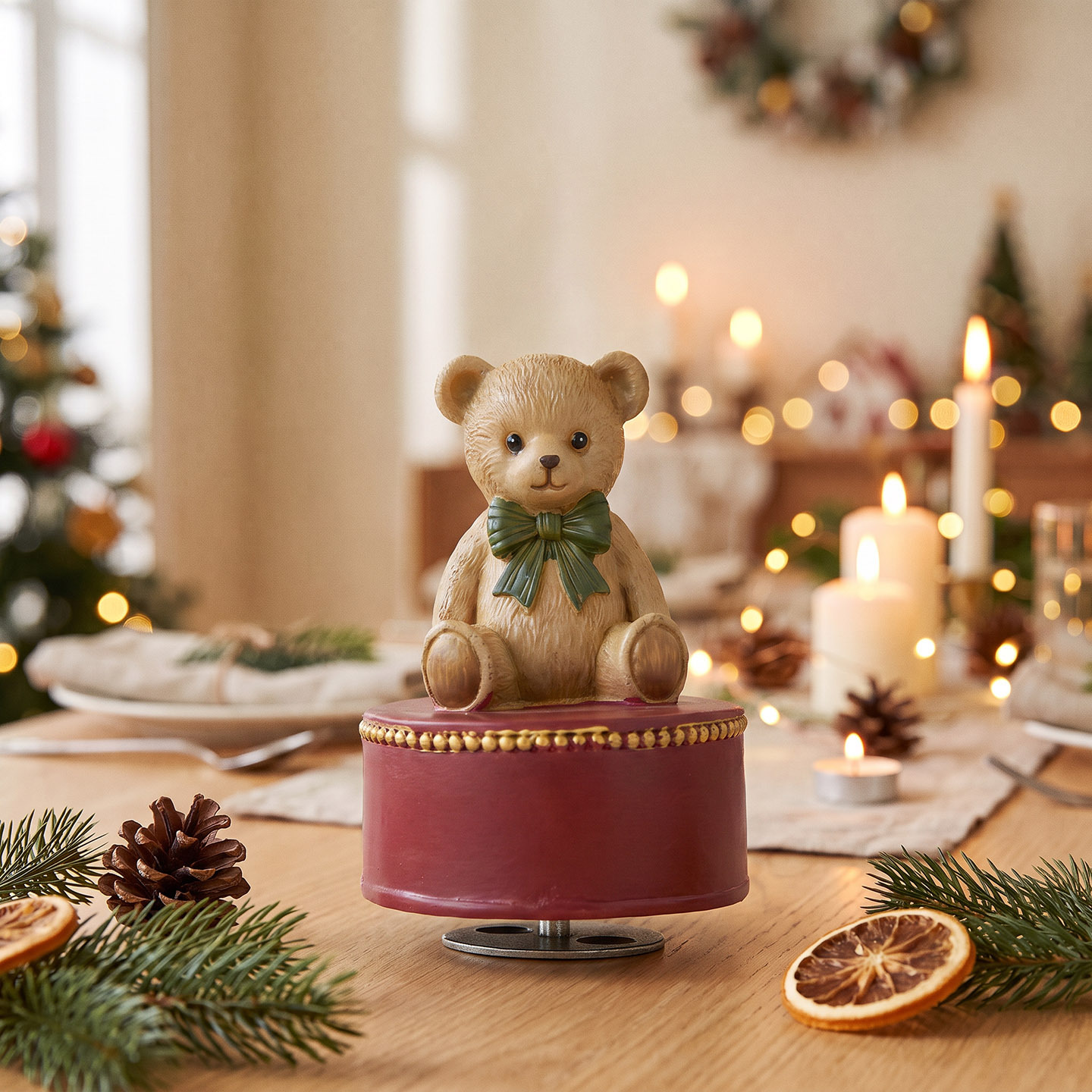 Decorative Christmas Tree Music Box made of Resin