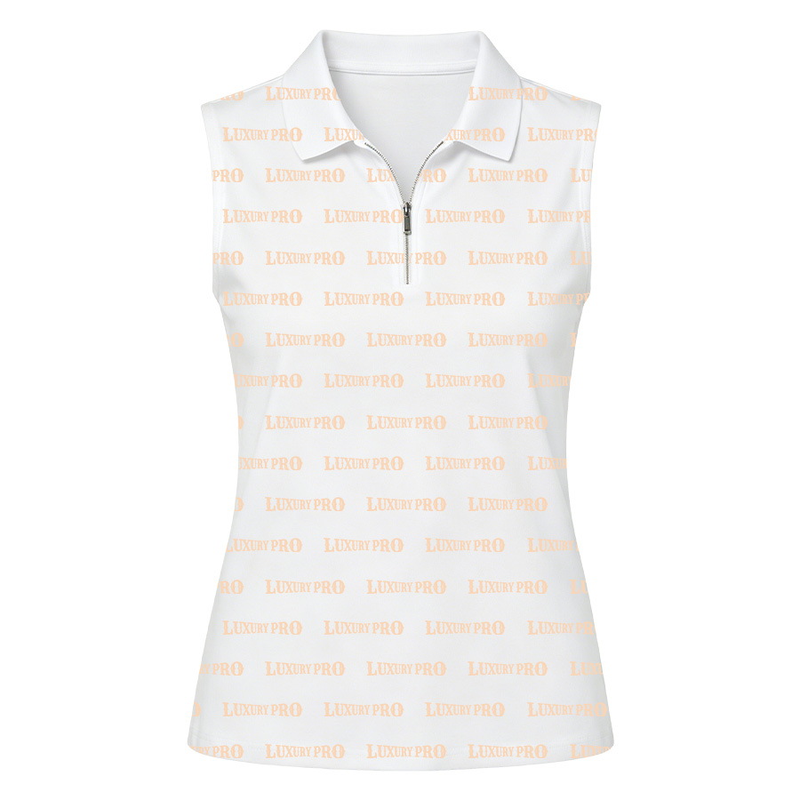 AOP Women's Sleeveless Zip Polo Black Zipper