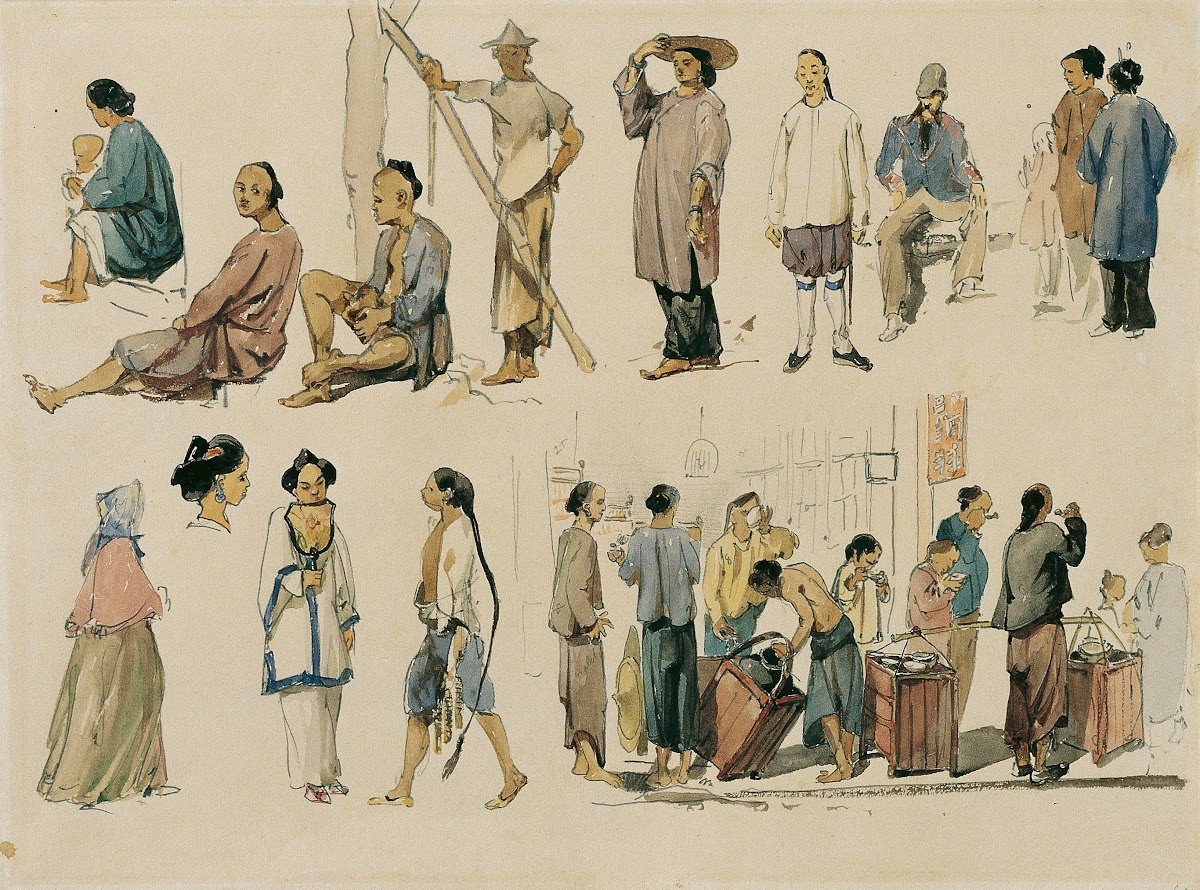 Figurenstudien von Chinesen 1858