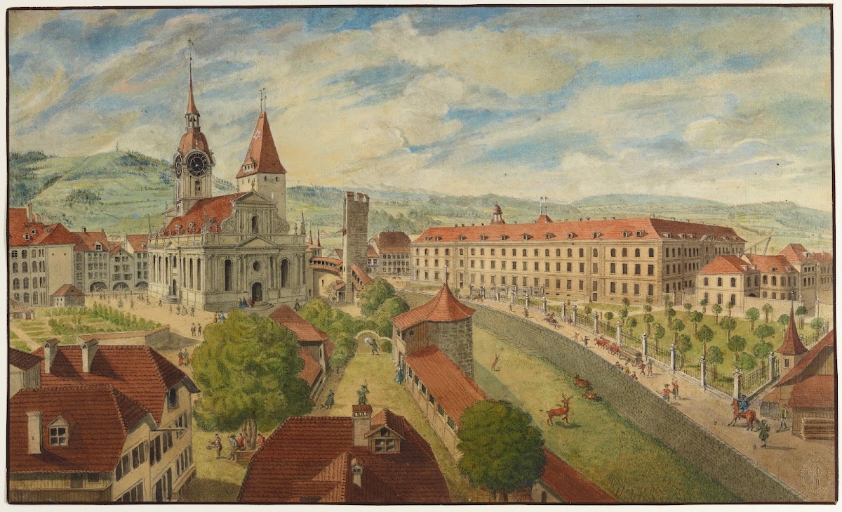 Vue De Leglise Du St Esprit Et Du Grand Hopital À Berne