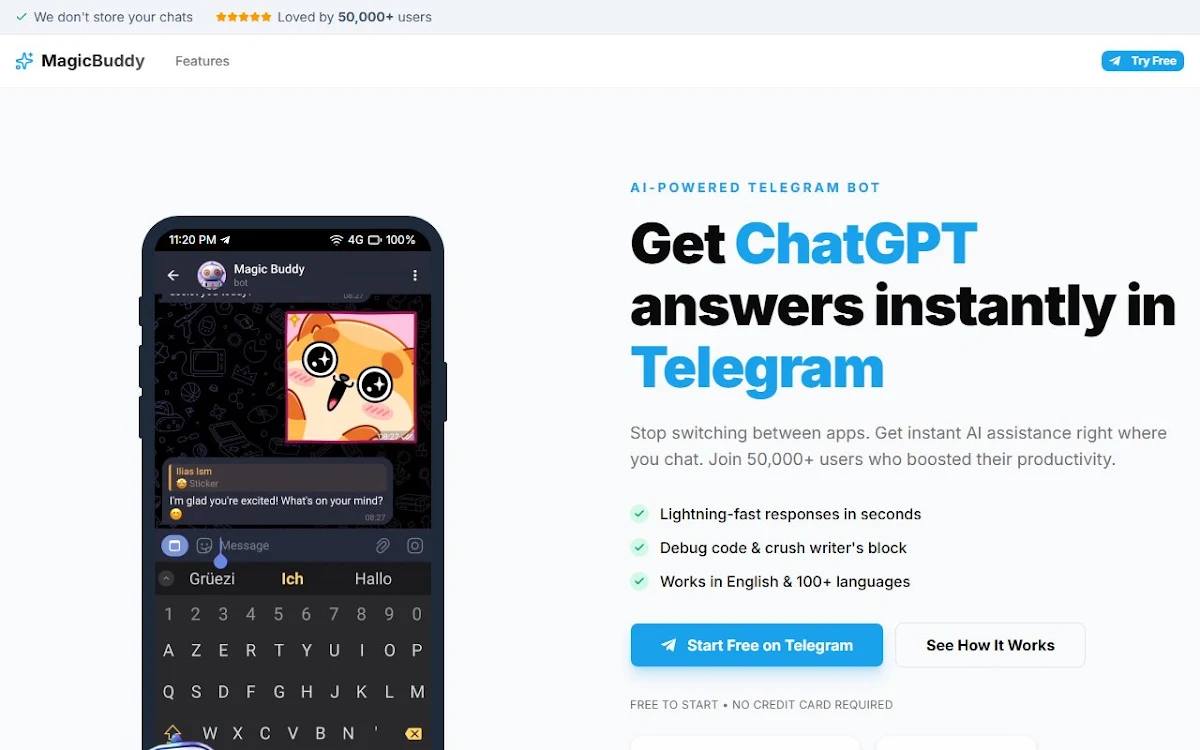 Captura de Telegram GPT FREE bot