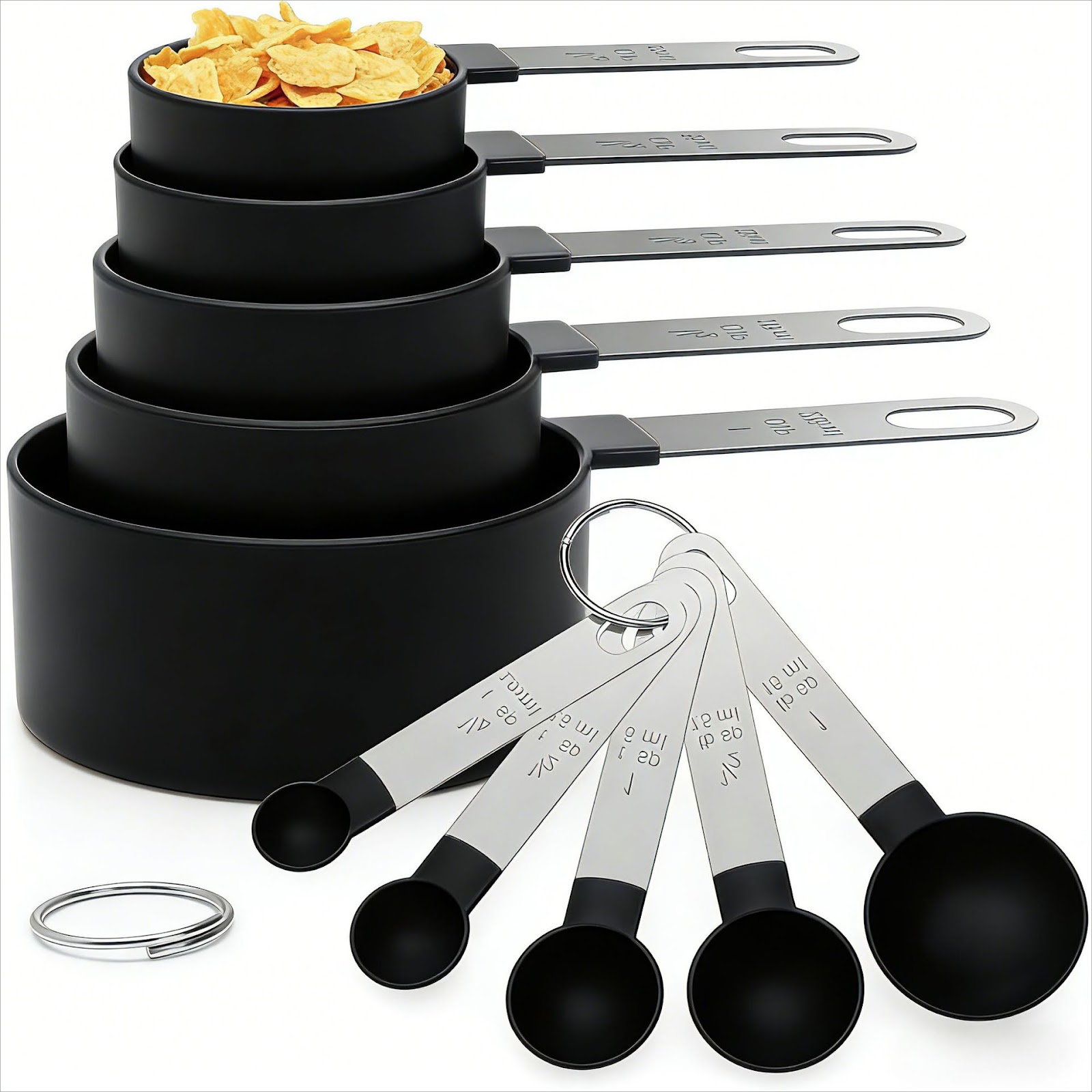 Edelstahl-Messlöffel und Messbecher-Set, 6-teilig