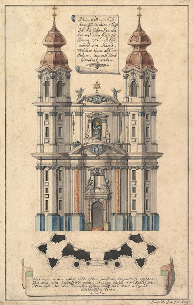 Baroque Church Façade with Obliquely Placed Towers ca 176070