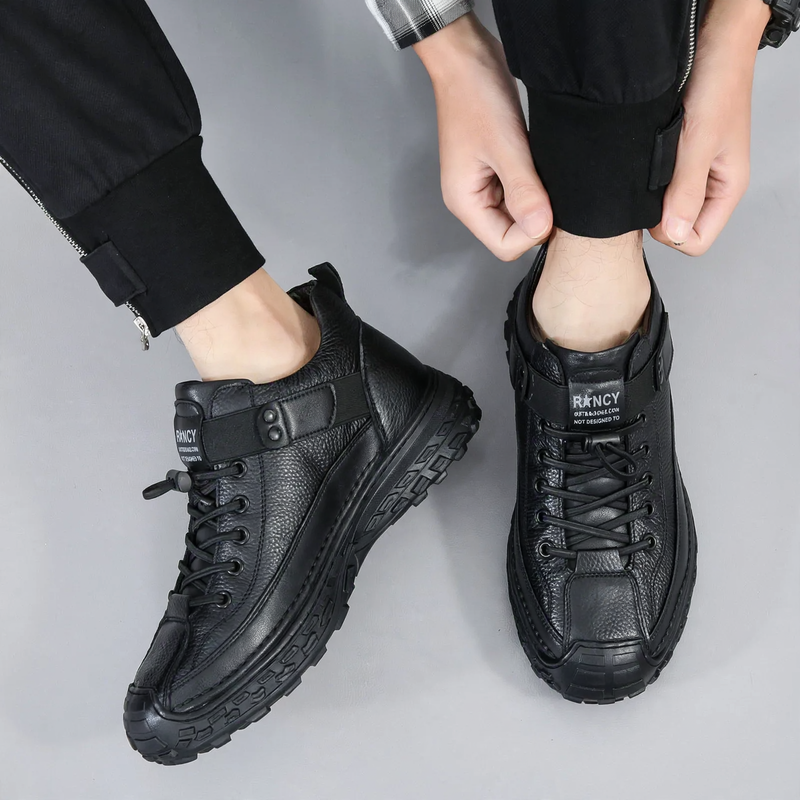 Men's leather winter boots, lined, waterproof