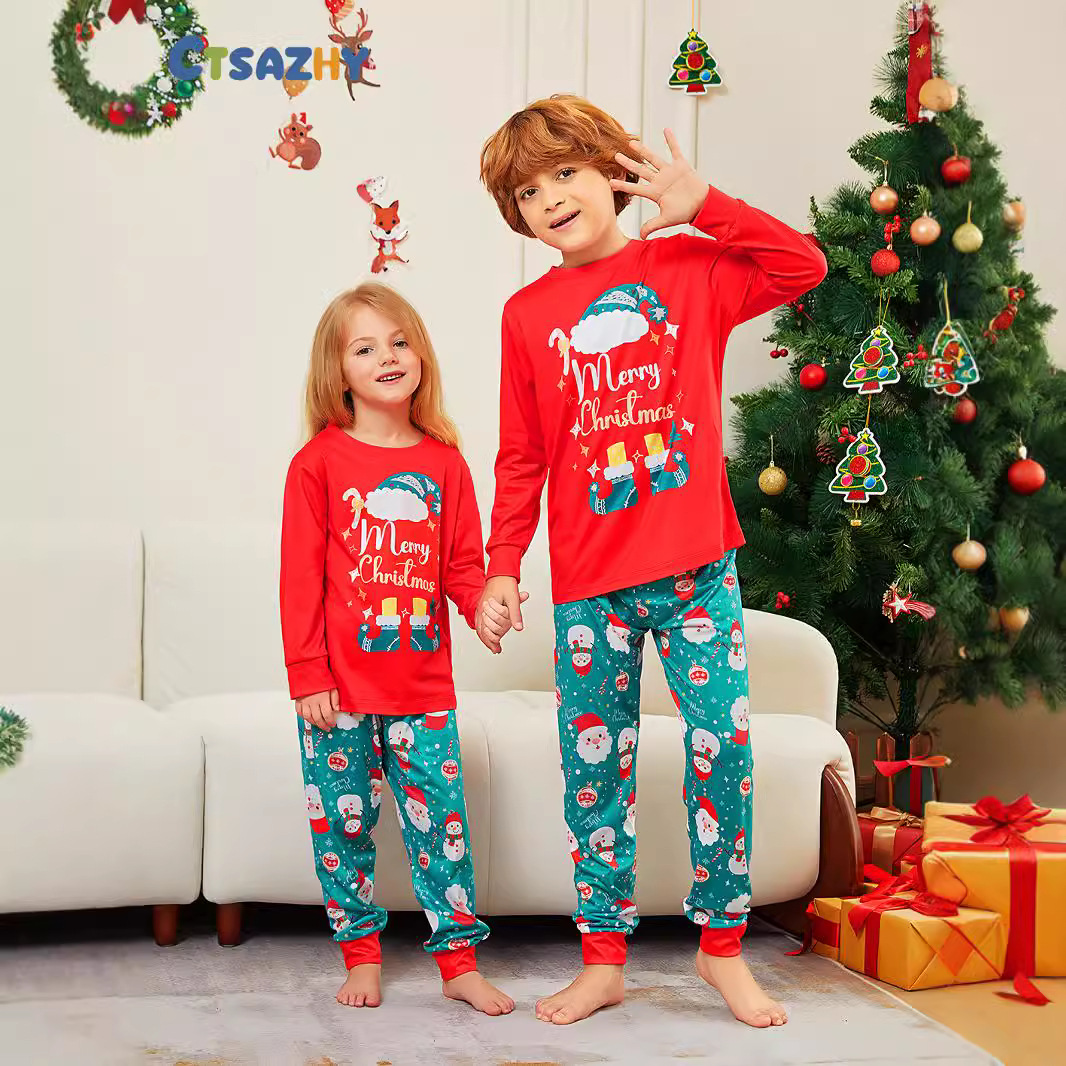 Family Pajama Set, festive, with Santa design