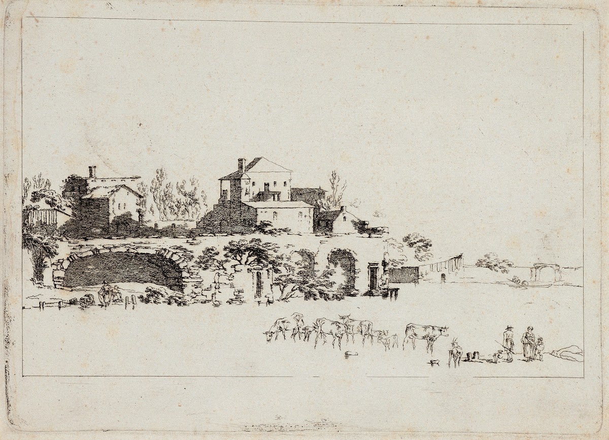 Landschaft mit Hütten