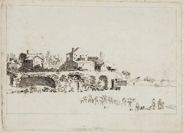 Landschaft mit Hütten
