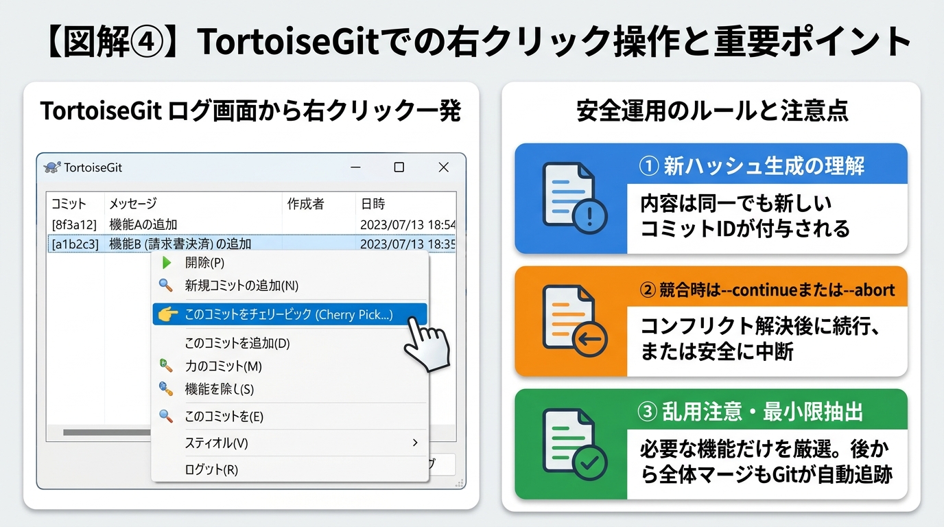 TortoiseGitでの右クリック操作と重要ポイント