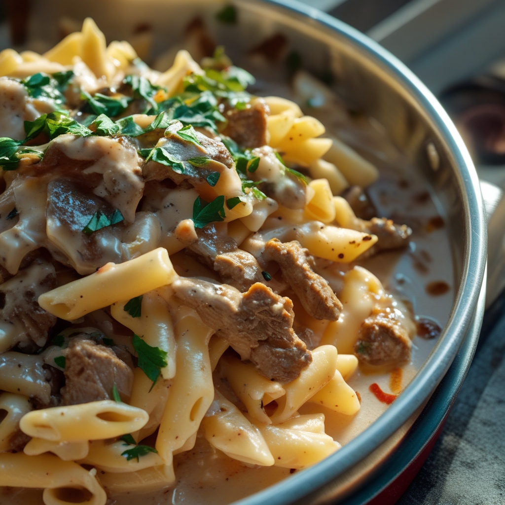 Creamy High Protein Beef Pasta - Easy Comfort Food for Busy Weeknights finished