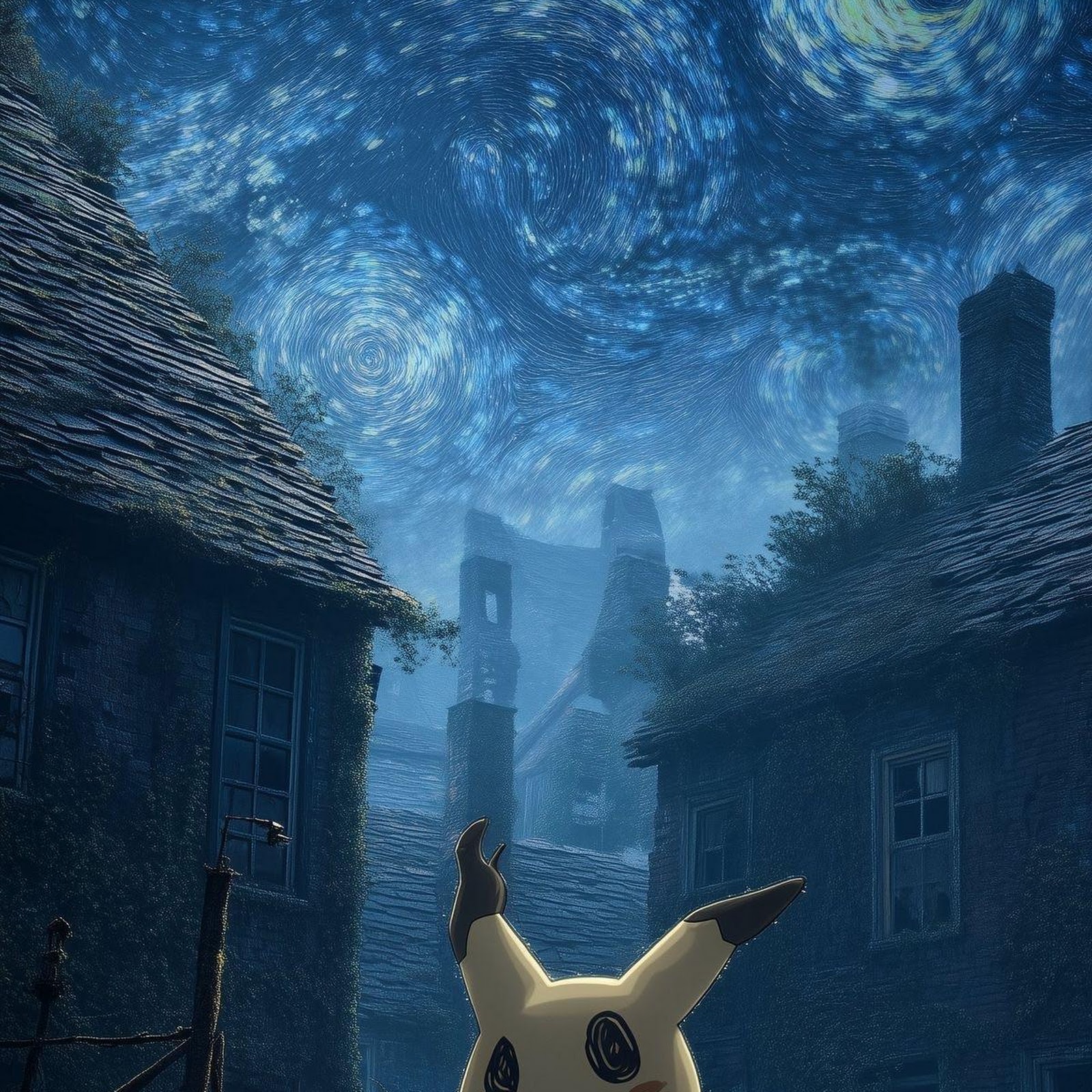 Download Mimikyu Under Starry Night Sky Full HD iPhone
