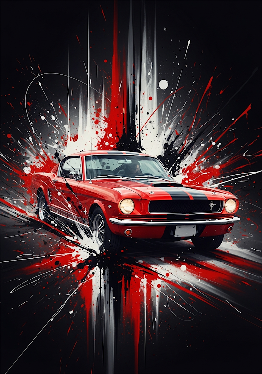 Classic Mustang Red Abstract Splash