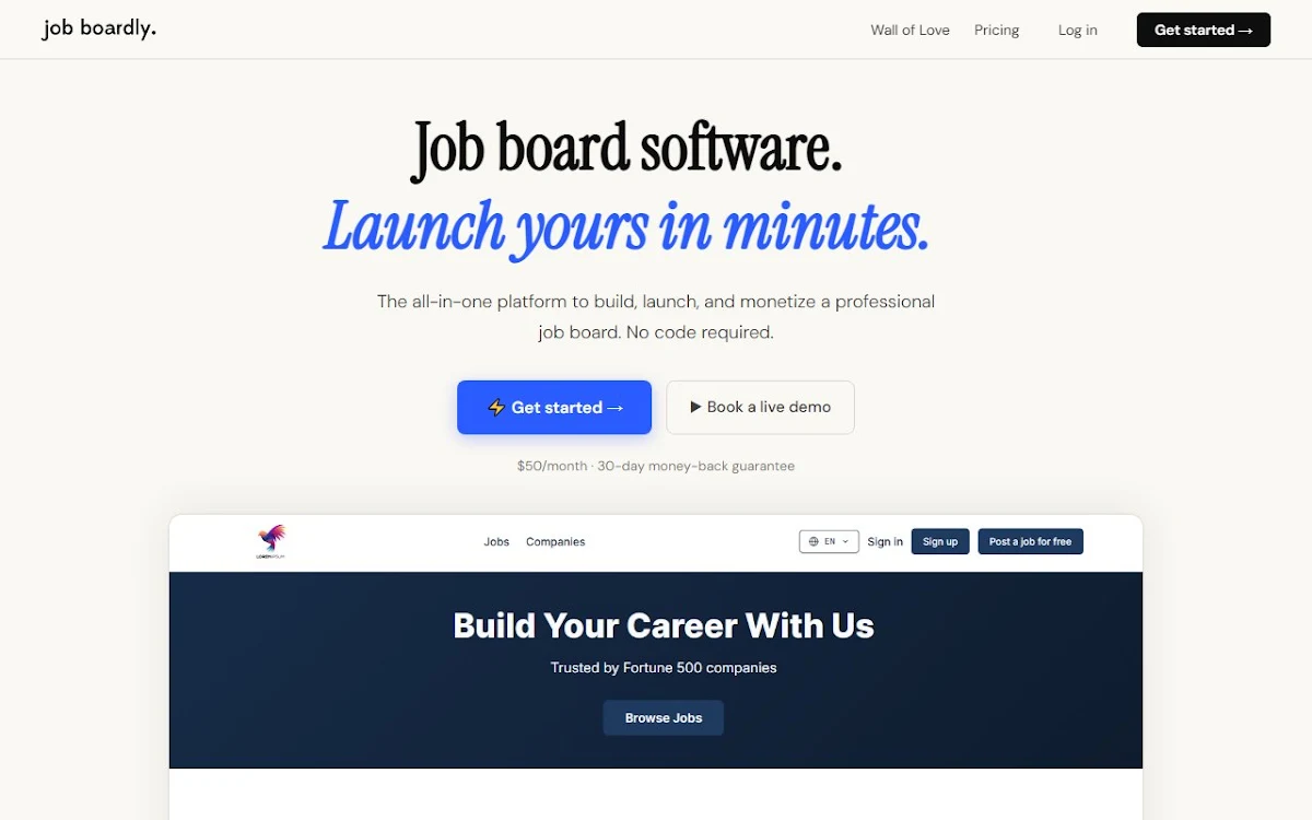 Captura de Job Boardly