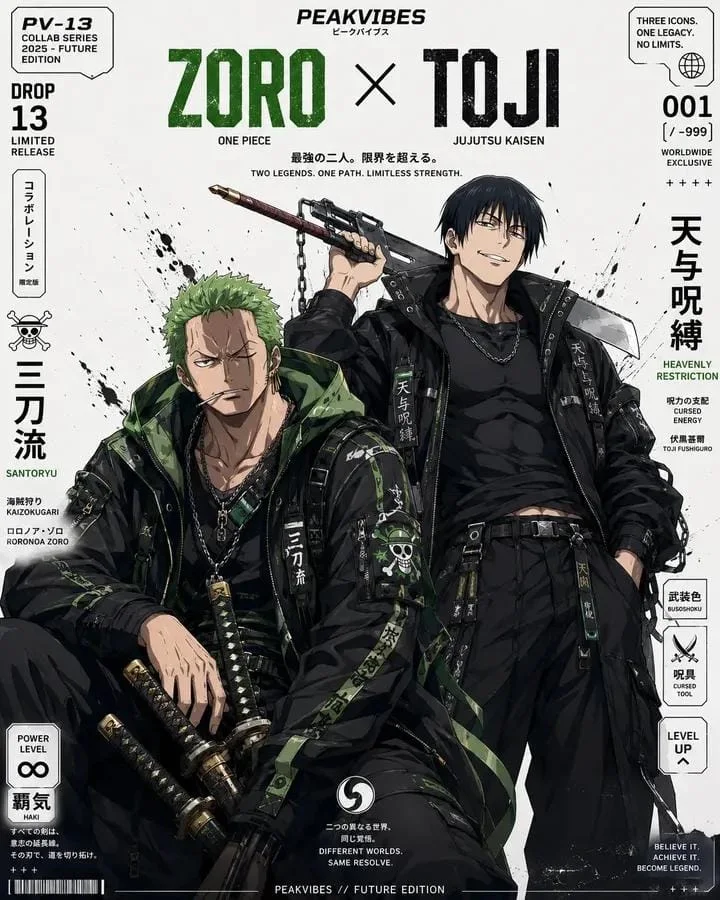 Crossover de ropa urbana de anime ultra detallado