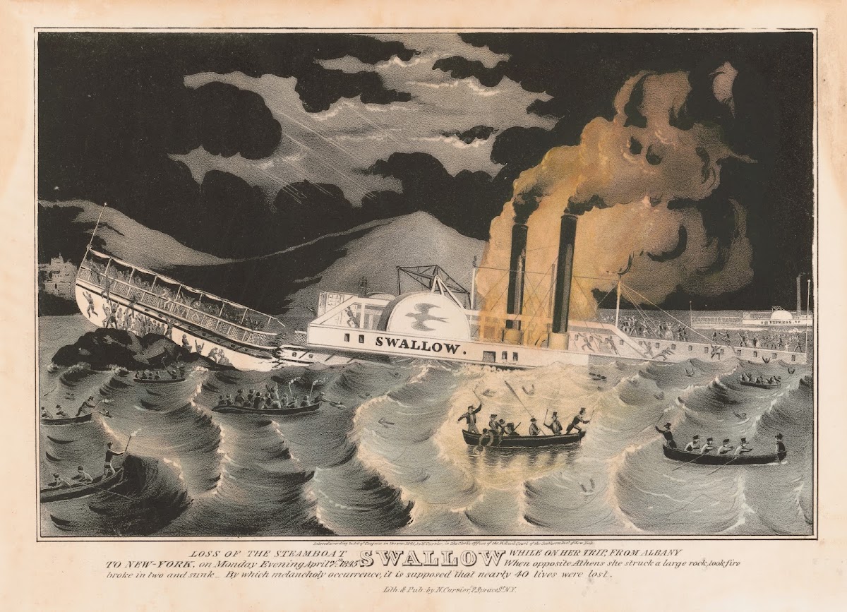 Loss of the steamboat Swallow while on her trip from Albany to New York on Monda