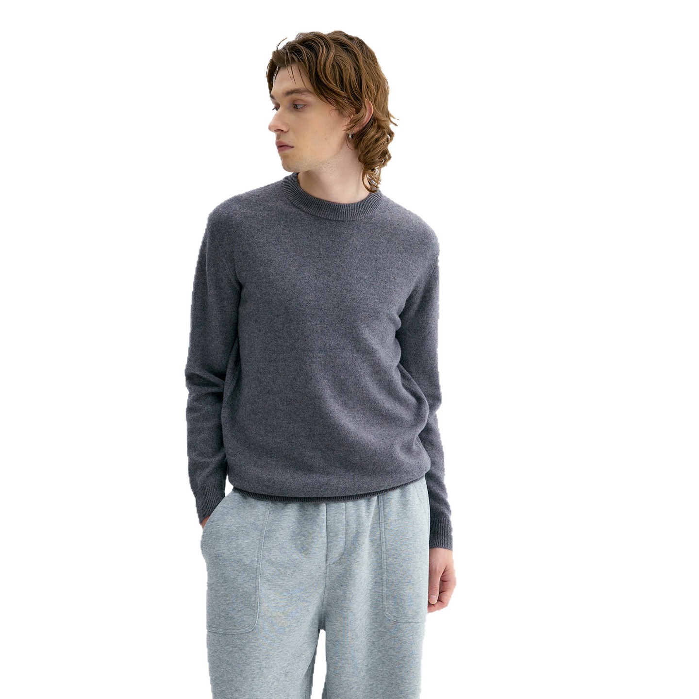Men's sweater made from 100% sheep wool, stand-up collar