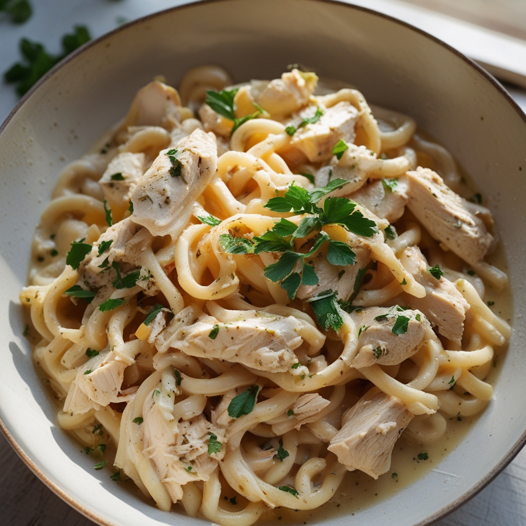 One-Pot Chicken Alfredo Pasta - Easy & Creamy Weeknight Dinner finished
