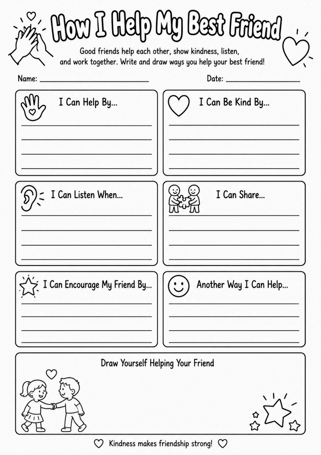 How I Help My Best Friend Worksheet