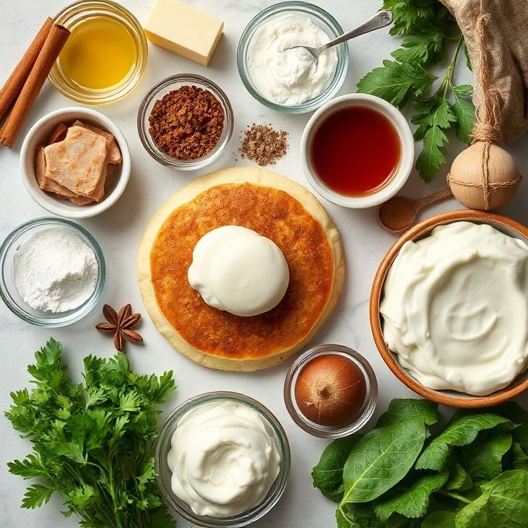 Ingredients for Easy Cinnamon Roll Pancakes with Cream Cheese Glaze: Fluffy Breakfast Delight