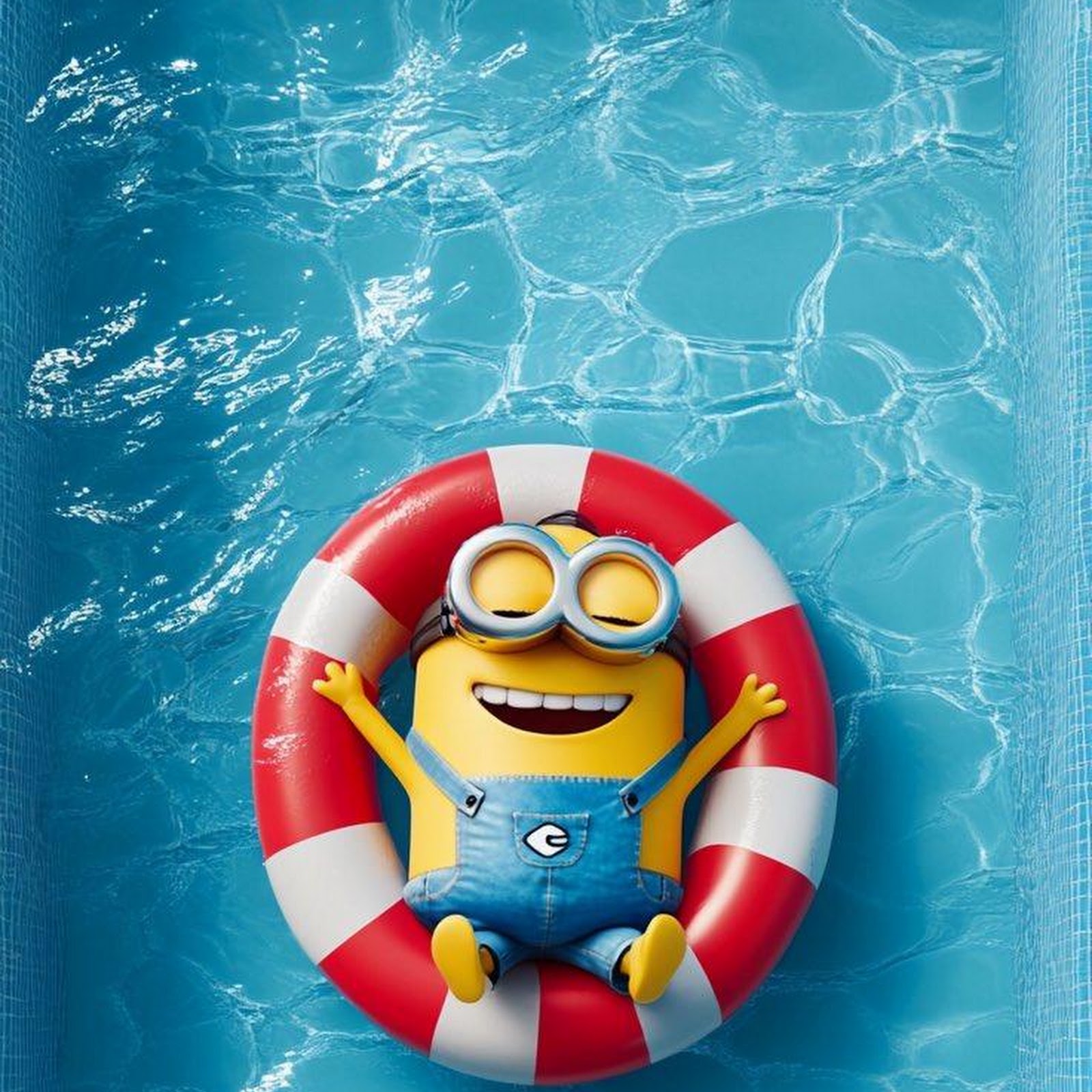 Download Minion Floating In Swimming Pool iPhone