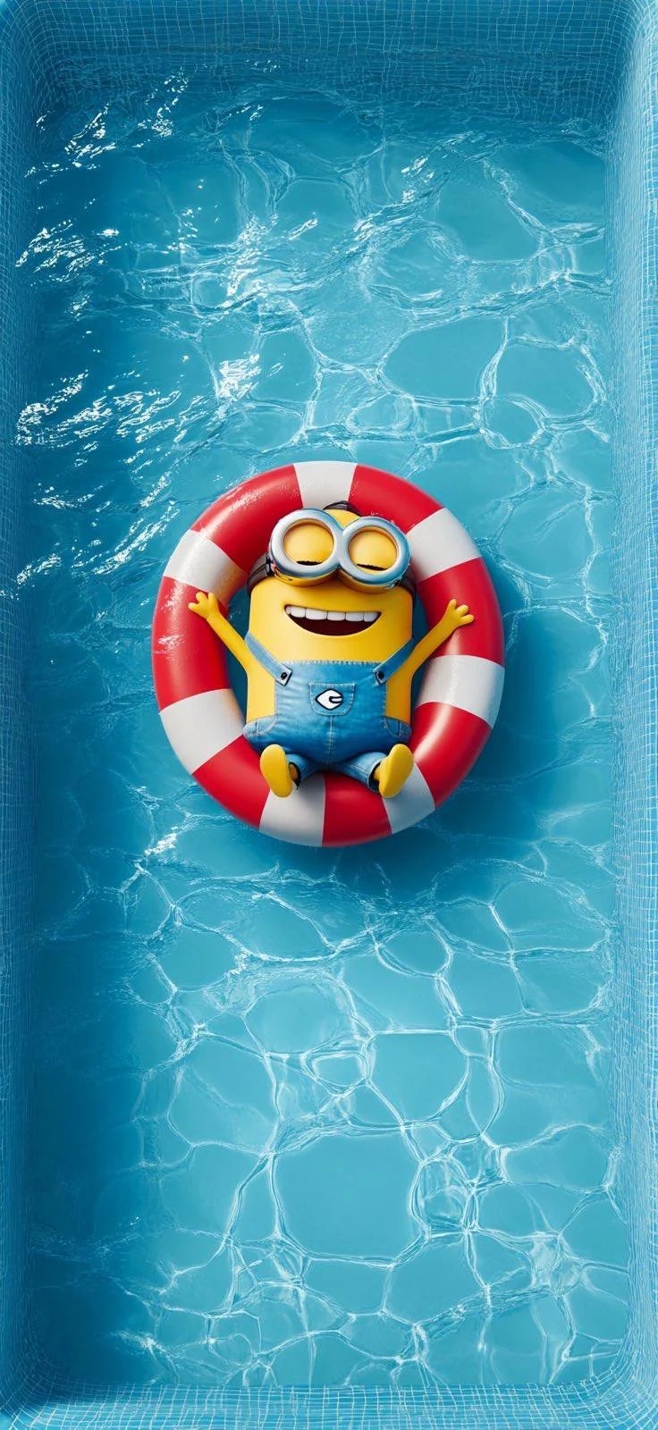 Minion Floating In Swimming Pool - 3D Render iPhone Wallpaper (736x1600)
