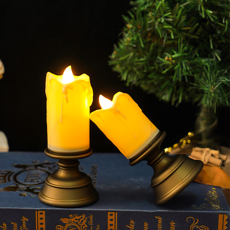 LED candle with dripping effect in vintage style