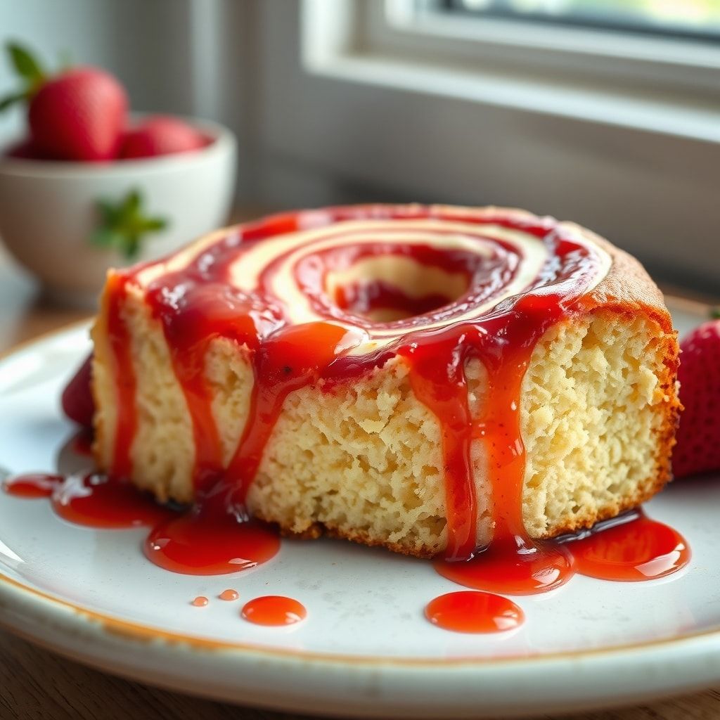Strawberry Cream Cheese Pound Cake Recipe with Swirled Jam (Easy Homemade) finished