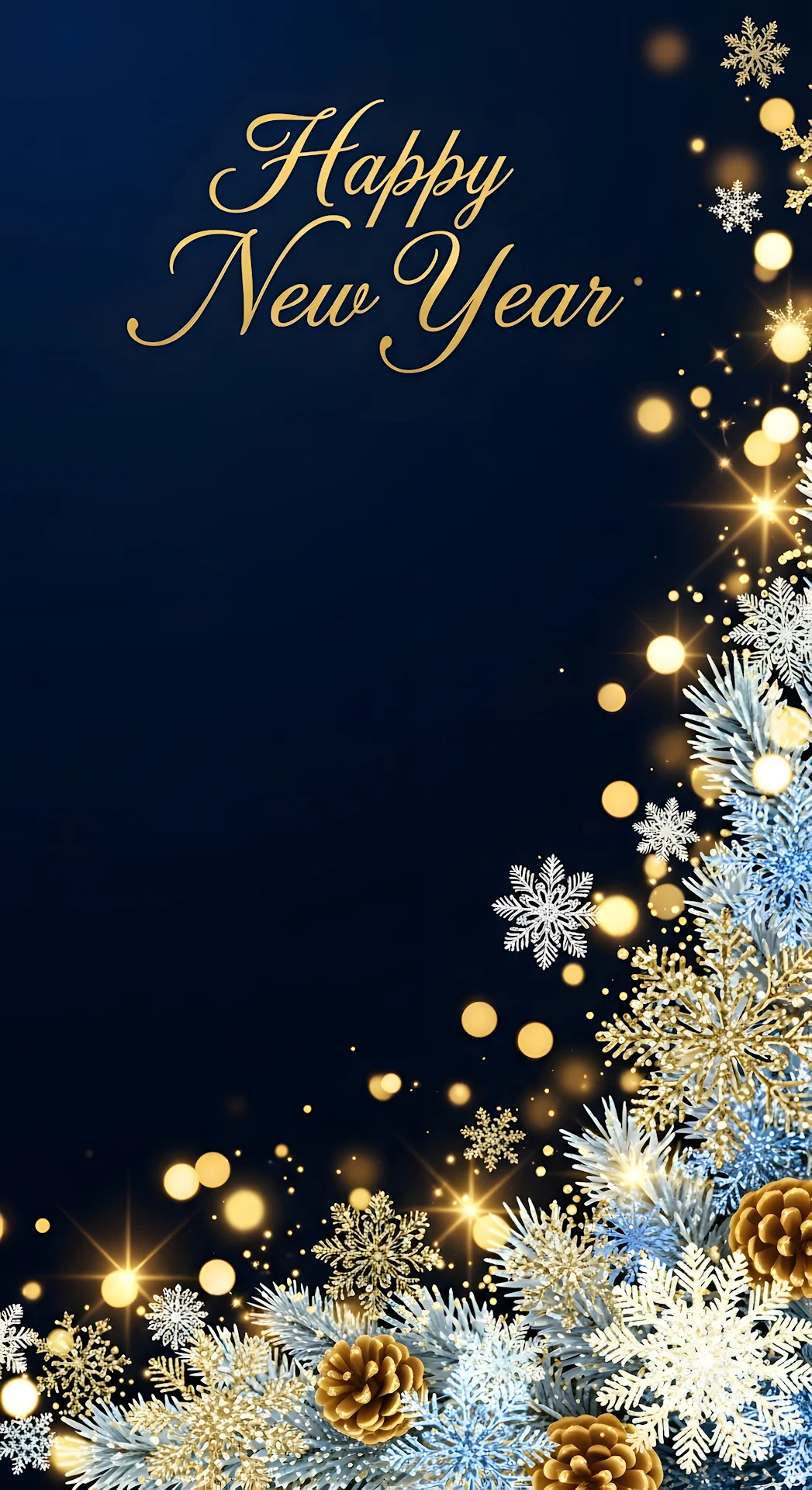 Luxury Blue Gold New Year Winter Holiday Greeting - Free 4K mobile Wallpaper
