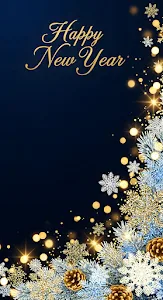 Luxury Blue Gold New Year Winter Holiday Greeting