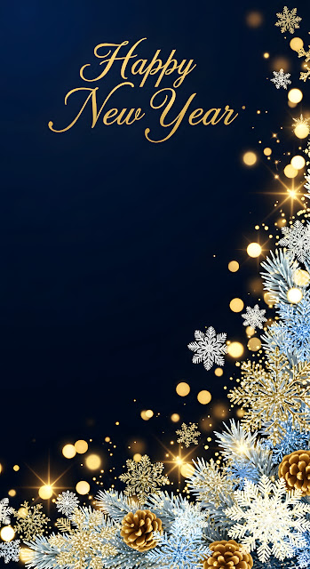 Luxury Blue Gold New Year Winter Holiday Greeting - Free mobile Wallpaper