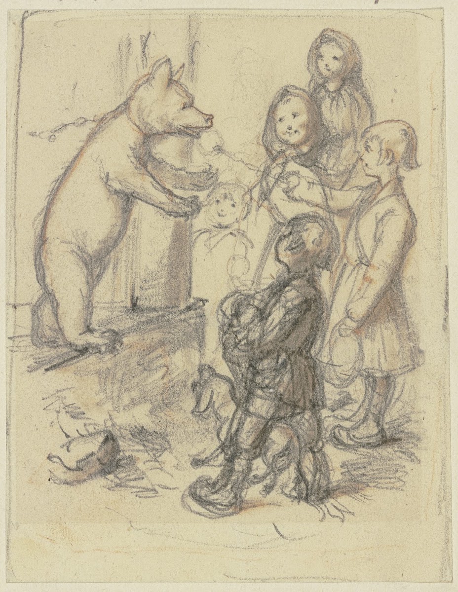 Children with a dancing bear