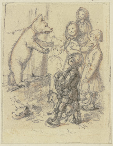 Children with a dancing bear