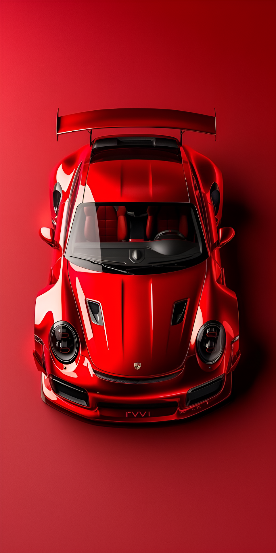Monochromatic Red Race Car Top View Studio Shot - Free 4K mobile Wallpaper